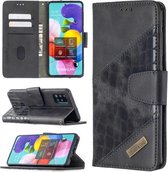 Voor Samsung Galaxy A51 Bijpassende Kleur Krokodil Textuur Horizontale Flip PU Lederen Case met Portemonnee & Houder & Kaartsleuven (Zwart)