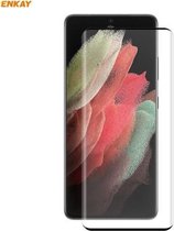 1 STKS Voor Samsung Galaxy S21 Ultra ENKAY Hoed-Prins 0.26mm 9 H 3D explosieveilige Full Screen Gebogen Warmte Buigen Gehard Glas Film