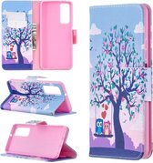 Voor Huawei P smart 2021 / Y7a Gekleurde Tekening Patroon Horizontale Flip Leren Case met Houder & Kaartsleuven & Portemonnee (Boom)