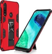 Voor Motorola Moto G Fast Soldier Armor Schokbestendig TPU + PC Magnetische beschermhoes met houder (rood)