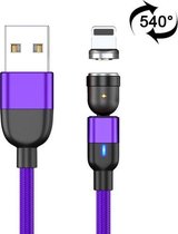 1m 3A-uitgang USB naar 8-pins 540 graden roterende magnetische gegevenssynchronisatie-oplaadkabel (paars)