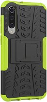 Xiaomi Mi 9 SE Hoesje - Mobigear - Tire Serie - Hard Kunststof Backcover - Zwart / Groen - Hoesje Geschikt Voor Xiaomi Mi 9 SE