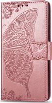 POCO F2 Pro Hoesje - Mobigear - Butterfly Serie - Kunstlederen Bookcase - Roségoud - Hoesje Geschikt Voor POCO F2 Pro