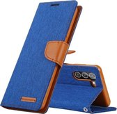Voor Samsung Galaxy S21 5G GOOSPERY CANVAS DAGBOEK Canvas Textuur Horizontale Flip PU Lederen Case met Houder & Kaartsleuven & Portemonnee (Blauw)