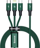 Baseus Rapid-serie 20W 3 in 1 USB-C / Type-C naar 8Pin + Micro USB + USB-C / Type-C snellaadgegevenskabel, lengte: 1,5 m (groen)