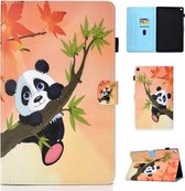 Voor Amazon Kindle Fire HD 10 Gekleurde tekening Stiksels Horizontale flip lederen tas, met houder en kaartsleuven (Panda)