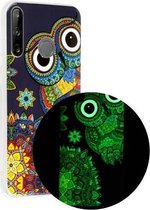 Voor Huawei P40 lite E Luminous TPU mobiele telefoon beschermhoes (blauwe uil)