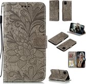 Voor Huawei Y5P / Honor 9S Kant Bloem Embossing Patroon Horizontale Flip Leren Case, met Houder & Kaartsleuven & Portemonnee & Fotolijst & Lanyard (Grijs)