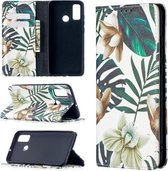 Voor Huawei P smart 2020 Gekleurd tekeningpatroon Onzichtbaar Magnetisch Horizontaal Flip PU-lederen hoes met houder & kaartsleuven & portemonnee (rode bladeren)