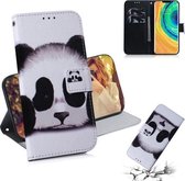 Voor Huawei Mate 30 Pro / 5G Gekleurde tekening Patroon Horizontale Flip PU lederen hoes met houder & kaartsleuven & portemonnee (Panda)