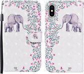 Voor iPhone XS Max 3D Geschilderd Patroon Horizontale Leren Flip Case met Houder & Portemonnee & Kaartsleuf & Lanyard (Bloem Olifant)