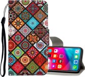 Voor iPhone XS Max Gekleurd tekeningpatroon Horizontaal leren flip-hoesje met houder & kaartsleuven & portemonnee (Folk-custom)