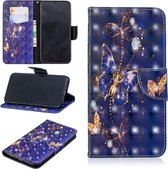 3D Gekleurde Tekening Patroon Horizontale Leren Flip Case voor Huawei Y5 2019, met Houder & Kaartsleuven & Portemonnee (Paarse Vlinder)