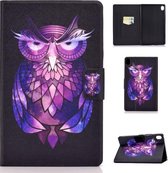 Voor Huawei MediaPad M6 10.8 Gekleurde Tekening Elektrisch Geperst Horizontale Flip Lederen Case, met Houder & Kaartsleuven (Uil)