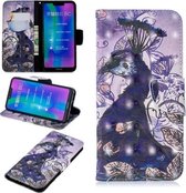 3D Gekleurde Tekening Patroon Horizontale Leren Flip Case voor Huawei Honor8C, met Houder & Kaartsleuven & Portemonnee (Pauw)