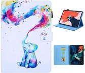 Voor iPad Pro 11 (2020) & (2018) Geschilderd patroon Tablet PC Beschermende lederen tas met beugel & kaartsleuf & fotohouder (kleurrijke olifant)