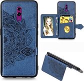 Voor OPPO Reno Mandala Reliëf Magnetische Doek PU + TPU + PC Case met Houder & Kaartsleuven & Portemonnee & Fotolijst & Riem (Blauw)