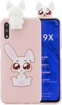 Voor Huawei Honor 9X Cartoon schokbestendige TPU beschermhoes met houder (konijn)