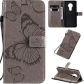 Voor Nokia 7.2 Pressed Printing Butterfly Pattern Horizontale Flip PU lederen tas met houder & kaartsleuven & portemonnee & lanyard (grijs)
