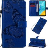 Voor Huawei Enjoy 10e 3D Vlinders Embossing Patroon Horizontale Flip Leren Case met Houder & Kaartsleuf & Portemonnee & Lanyard (Blauw)