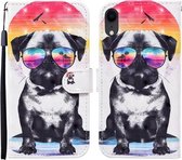 Voor iPhone XR 3D Geschilderd Patroon Horizontale Flip Leren Case met Houder & Portemonnee & Kaartsleuf & Lanyard (Bril Hond)