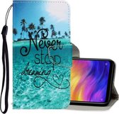 Voor Xiaomi Redmi Note 7 3D Gekleurde Tekening Horizontale Flip PU Lederen Case met Houder & Kaartsleuven & Portemonnee (Blue Coconut Grove)
