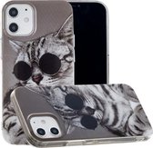 Voor iPhone 12/12 Pro Painted Pattern TPU beschermhoes (bril Cat)