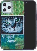 Voor iPhone 12 Pro Max Painted Pattern Soft TPU Case (Cat)