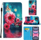 Voor iPhone 11 Cross Textuur Schilderen Patroon Horizontale Flip Leren Case met Houder & Kaartsleuven & Portemonnee & Lanyard (Chrysanthemum)