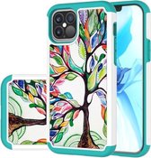 Voor iPhone 12/12 Pro Gekleurd tekeningpatroon PU Skinny + TPU beschermhoes (kleurrijke boom)