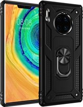 Voor Huawei Mate 30 Pro Armor schokbestendig TPU + pc beschermhoes met 360 graden rotatiehouder (zwart)