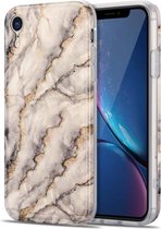 TPU Gilt Marble Pattern beschermhoes voor iPhone XR (grijs)