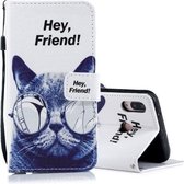 Cool Cat Pattern Horizontale Flip Leren Case voor Huawei P20 Lite, met houder & kaartsleuven & portemonnee
