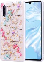 Cartoon patroon goudfolie stijl Dropping Glue TPU zachte beschermhoes voor Huawei P30 (pony)