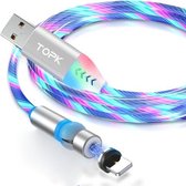 TOPK AM22 USB naar 8-pins 540 graden buigbare streamerbal magnetische datakabel, kabellengte: 1m (kleur)