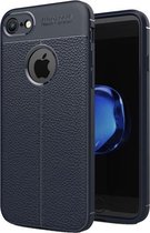 Voor iPhone SE 2020 & 8 & 7 Litchi Texture TPU beschermende achterkant van de behuizing (marineblauw)