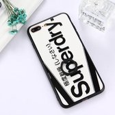 For iPhone 8 Plus & 7 Plus   PC + TPU Embossed White Superdry Word Pattern Protective Case Back Cover with Ring Holder
