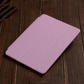 Drie-vouwbare horizontale leren flip-hoes voor iPad Air (2019), met houder (roze)