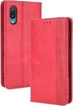 Voor Samsung Galaxy A02 / M02 Magnetische Gesp Retro Crazy Horse Textuur Horizontale Flip Leren Case met Houder & Kaartsleuven & Fotolijst (Rood)