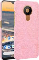 Voor Nokia 5.3 Shockproof Crocodile Texture PC + PU Case (Pink)