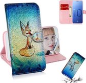 Gekleurde tekening patroon Kleurrijke magnetische gesp Horizontale flip PU lederen tas met houder & kaartsleuven & portemonnee & lanyard voor Galaxy S10 (Fox)