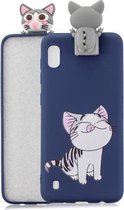 Voor Galaxy A10 Cartoon schokbestendige TPU beschermhoes met houder (kat)