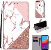 Voor Huawei Y7 (2018) / Enjoy 8 Gekleurde Tekening Cross Texture Horizontale Flip PU Leather Case met Houder & Kaartsleuven & Portemonnee & Lanyard (Powder Stone Texture)