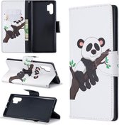 Gekleurde tekening patroon horizontale flip lederen tas met houder & kaartsleuven & portemonnee voor Galaxy Note10 + (boom en panda)