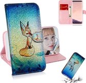 Gekleurde tekening patroon Kleurrijke magnetische gesp Horizontale flip PU lederen tas met houder & kaartsleuven & portemonnee & lanyard voor Galaxy S8 (Fox)