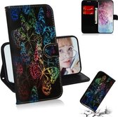 Gekleurde tekening patroon Kleurrijke magnetische gesp Horizontale flip PU lederen tas met houder & kaartsleuven & portemonnee & draagkoord voor Galaxy Note 10+ / 10+ 5G (Butterfies)