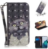 Voor Samsung Galaxy S21 5G 3D Gekleurde Tekening Horizontale Flip Leren Case met Houder & Kaartsleuven & Portemonnee & Lanyard (Hug Cat)
