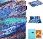Voor iPad Mini 2019 & 4 & 3 & 2 & 1 Gekleurde tekening Stiksels Horizontale flip lederen tas met houder & kaartsleuven & slaap- / wekfunctie (gekleurd marmer)