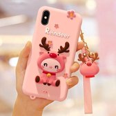 Lovely Reindeer Full Package Anti Falling Silicone Sleeve voor iPhone X (roze)