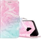 Voor Galaxy S9 roze groen marmer patroon horizontale flip lederen tas met houder en kaartsleuven en portemonnee